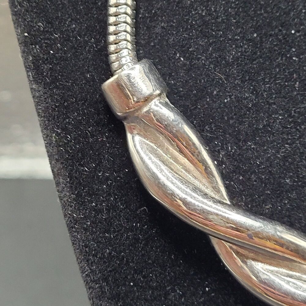 Silver Twist Pendant on Snake Chain Necklace Badass Biker - Picture 4 of 6